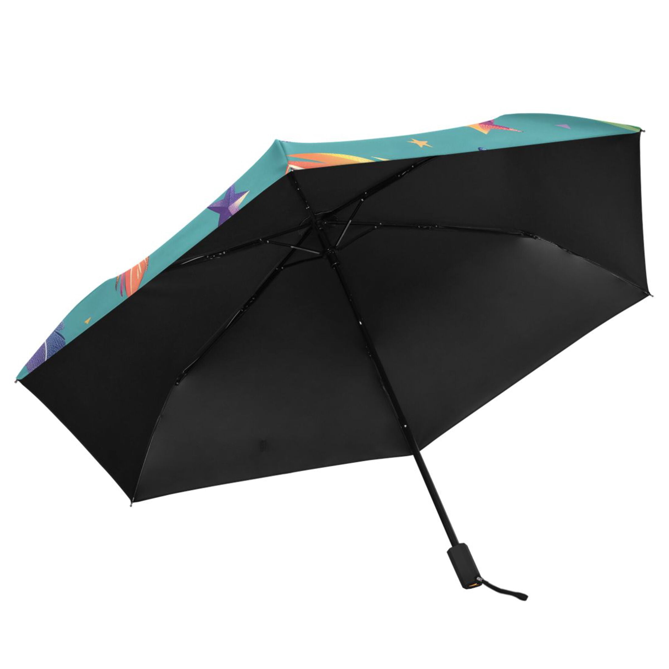 ALAZA Feathers Stars UPF 50+ Compact Folding Umbrella for Rain Travel Umbrella Packable