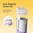 thumbnail image 3 of 18oz Travel Coffee Mug, 316 Stainless Steel Vacuum Insulated Tumbler with 2-in-1 Straw Lid & Strap, Liquid & Marble Print, 3 of 6