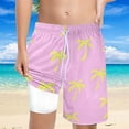 thumbnail image 2 of Sjldqy Boys Swimsuit Tropical Print High Waisted Swim Trunks Beach Shorts With Liner Swimwear Quick Dry Breathable Boys Bathing Suit Size 14-16 Years Pink, 2 of 5