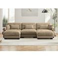 thumbnail image 6 of 130" Sectional Sofa Cloud Couch with 2 Ottomans, U Shaped Convertible Sofa Comfy Deep Seat Couch with Round Bolster Armrests, Waist Pillow and Throw Pillows for Living Room Bedroom Apartment, Camel, 6 of 7
