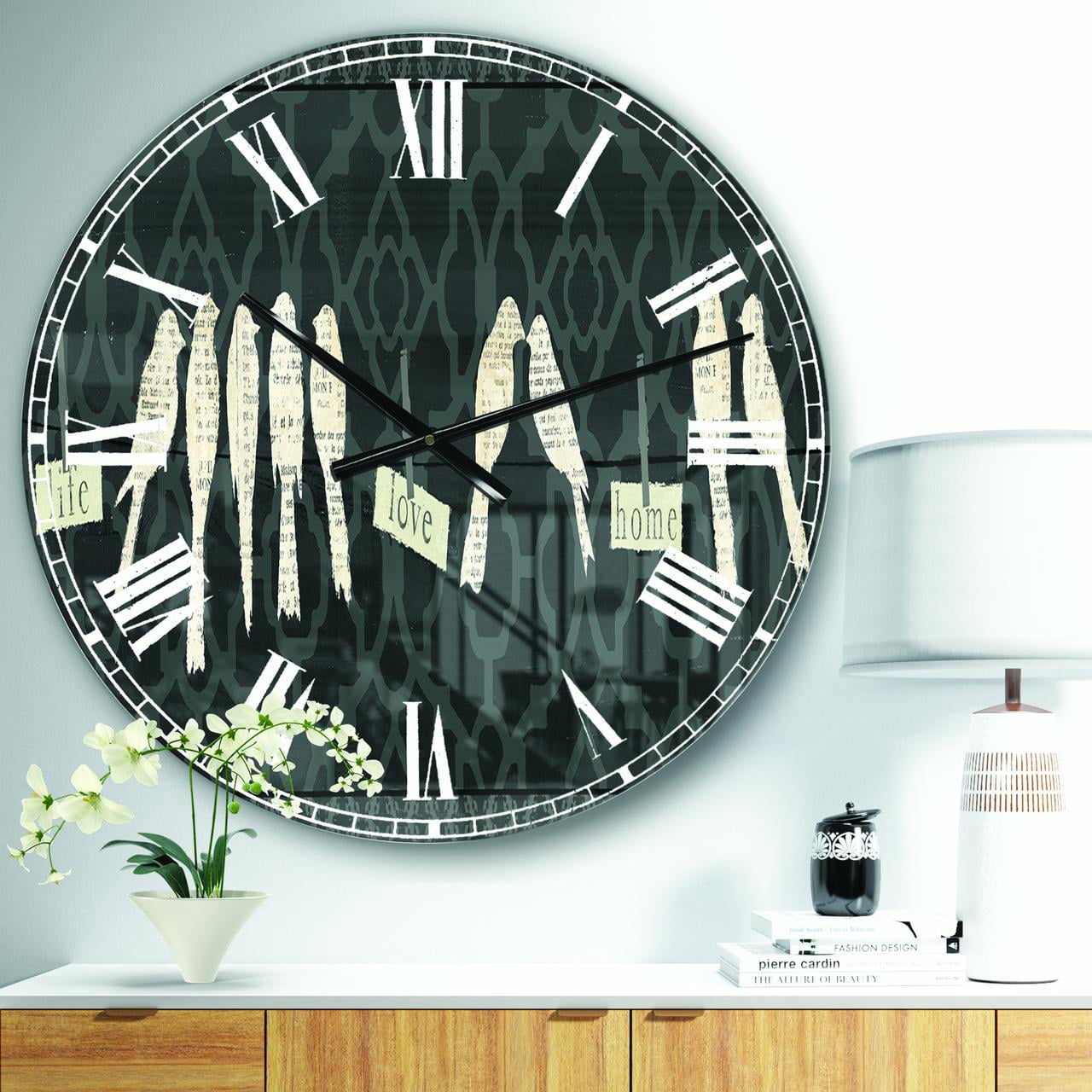 Designart Oversized Green Analog Round Country French Modern Wall Clocks, CLM31173-C23