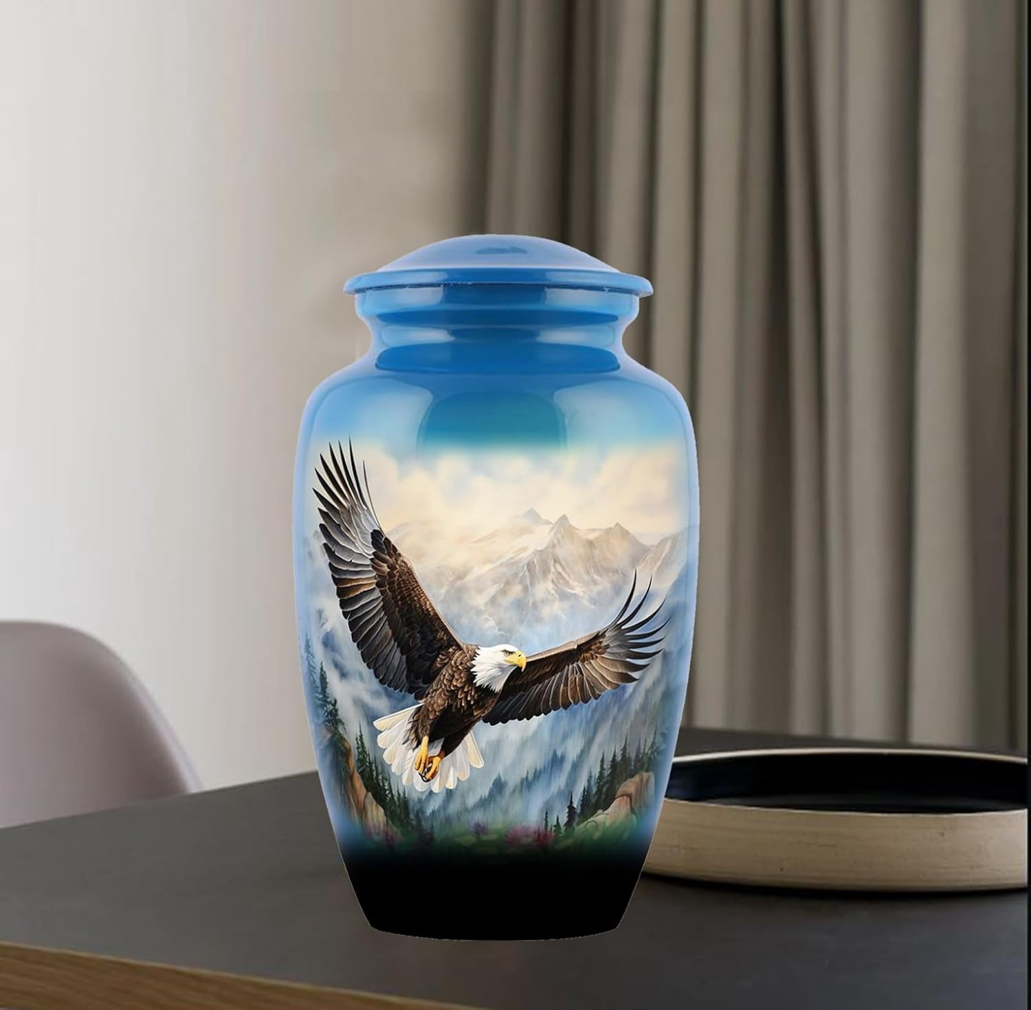 Eagle urn-Cremation Urns for Human Ashes, Decorative Burial Urn for Adult Men & Women – Large, Blue American Eagle urn