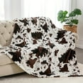 thumbnail image 3 of 1pc Cozy Cow Print Fleece Throw Blanket - Soft, Warm, All-Season Comfort - Perfect for Home or Office - Ideal Gift for Adults, Teens, and Students-30*40inch, 3 of 10