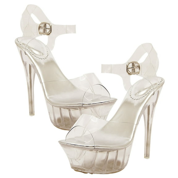 MUSEYA 1 Pair Fashionable Heeled Sandals Silver for Women Cocktail Anti-slip Design