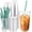 Clear, variant on 25 Pack Clear Plastic Cups with Lids and Straws, Disposable 10 oz Iced Coffee Cups for Cold Beverages, Juice, Smoothies, Party, Catering, Coffee Shops, Reusable Cold Drink Container