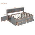 thumbnail image 3 of Full Size Wood Daybed with 2 Bedside Cabinets, Multifunctional Storage Bed Frame with Upper Shelves and 4 Drawers for Kids Teens Girls Boys Bedroom, No Box Spring Required, Gray, 3 of 7