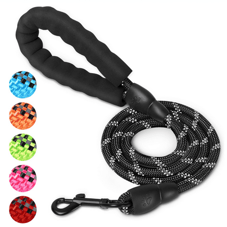 UrbanX 4FT Strong Dog Leash with Comfortable Padded Handle and Highly Reflective Threads for English Foxhound and other Large Hound Dogs Black