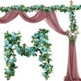 thumbnail image 2 of Artificial Rose Flower Vine Silk Flower Blue, Artificial Vine Flowers Plants Artificial Flower Flowers Vine Garlands Hanging for Wedding Garden Wall Decoration Flowers Wedding Garden Decor, 2 of 9