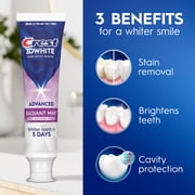 Crest Toothpaste, 3DWhite Advanced Whitening Toothpaste, Radiant Mint Flavor, 3.3 oz, 4 Pack