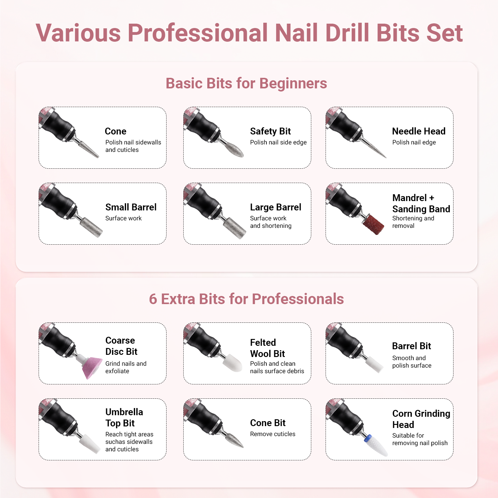 Shpavver Cordless Electric Nail Drill Kit, Pink photo 7