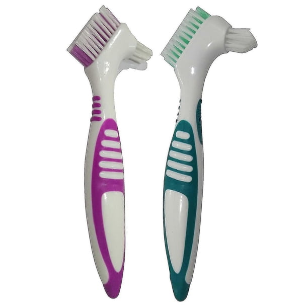 2-pa Denture Cleaning Brush Set- Prum Hygiene Denture Cleaner Set For Denture Care- Top Denture Cleanser Tool W/ Multi-layered Bristles Ergonom