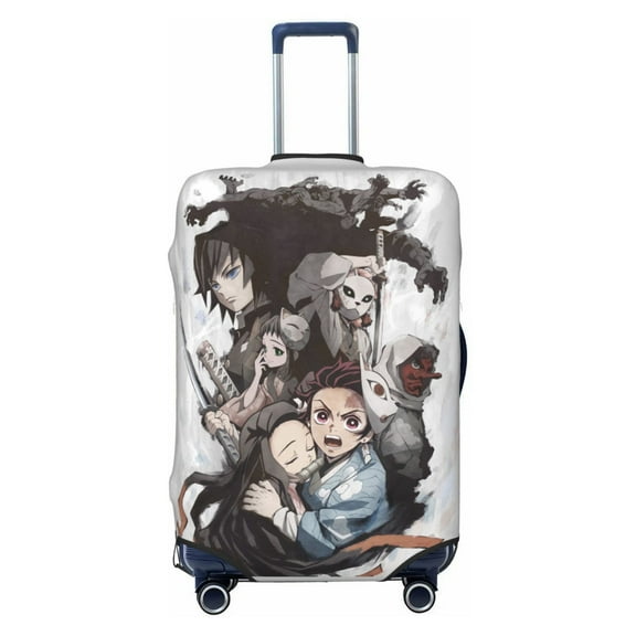 Demon Slayer Kimetsu No Yaiba Travel Luggage Cover, Colorful Suitcase Luggage Protector, Washable Baggage Cover, Dustproof Protector Fits 18-32 Inch Luggage Large