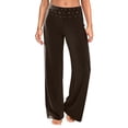 thumbnail image 6 of Women's High Waist Wide Leg Yoga Pants with Rhinestone Fold Over Waistband, Stretch Flared Lounge Trousers, Casual Palazzo Pants for Work & Daily Wear Coffee S, 6 of 7