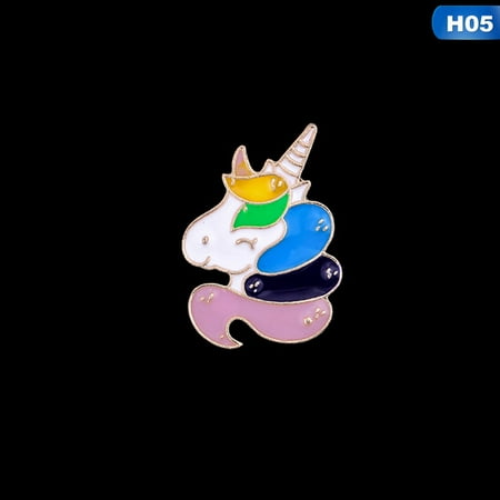 Horse Head Pics AkoaDa Cartoon Colorful Unicorn Pegasus Enamel Brooch Badge Sweet Cute Horse Head Brooches Pin Women Corsage Jewelry ()