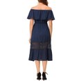 thumbnail image 3 of INSPIRE CHIC Women's Dress Flutter Sleeve Off The Shoulder Ruffle Lace Insert Maxi Dresses M Navy Blue, 3 of 7