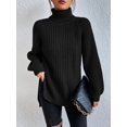 thumbnail image 1 of Automne et Hiver Robe Pull Longue Manches raglan Col Haut Fendu pour Femmes, 1 of 5