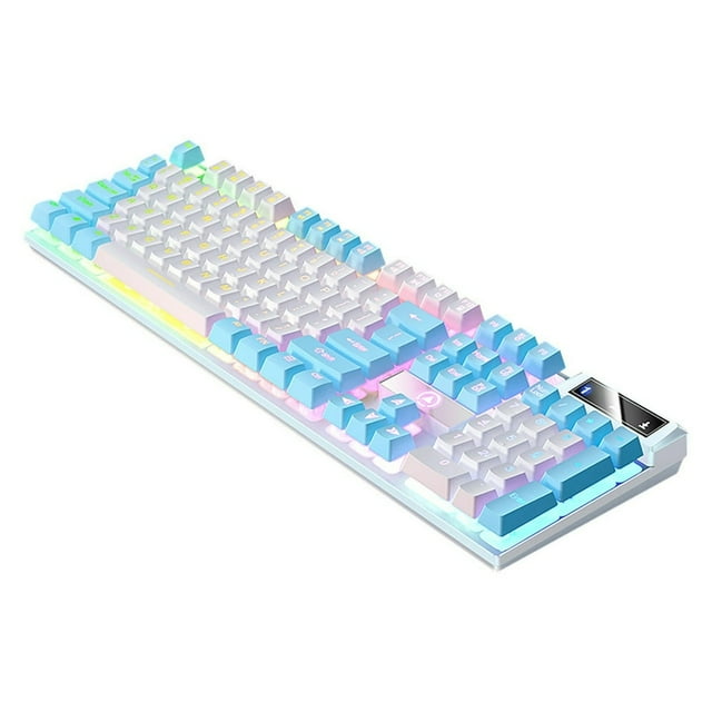 MesaSe Clearance Gaming Keyboard USB Wired Floating Keyboard Ergonomic Water Mechanical Feeling Keyboard Ultra-Slim LED Backlit Keyboard for Desktop Computer Home Decor Clearance