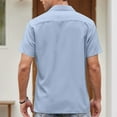 thumbnail image 6 of Lumtrix Men's Camp Collar Retro Vintage Bowling Button Down Shirt Casual Short Sleeve Color Block Shirts Summer Blue M, 6 of 6