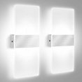 thumbnail image 1 of 2 apliques LED de pared para interiores, 12 W, 6000 K, lámpara de pared acrílica blanca fría, diseño moderno, decoración de pared, lámpara de pared para sala de estar, dormitorio, pasillo, baño (2 un TUNC Sencillez, 1 of 5