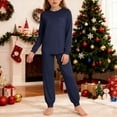 thumbnail image 2 of Miluxas Girls Clothes Solid Color Long Sleeve Sweatshirt and Pants Girls' Clothing Sets 2 Piece Fall Winter Outfits Navy 5 Years, 2 of 9
