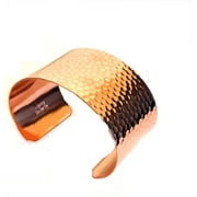 ROGER ENTERPRISES Pure Solid Copper 2 inch Cuff Bangle for Men or Women in Hammered Design Made in USA