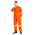 thumbnail image 6 of Sxiwei Men's One Piece Cotton Work Jumpsuit Reflective Straps Full Body Coveralls Mechanics Workwear Orange XL, 6 of 7