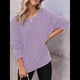 thumbnail image 4 of Sudadera de Cuello Redondo de Punto Gofre de Gran Tamaño para Mujer, Sudadera Informal de Larga con Laterales Púrpura M, 4 of 8