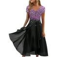 thumbnail image 2 of Qiopertar Robes d'Été pour Femmes Imprimé Floral Manches Courtes Col en V Robe Plissée Fluide Grandes Économies de Vacances! Moins de 5$ jusqu'à 90 % de Réduction, 2 of 5