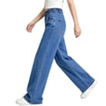 thumbnail image 6 of PureCasa Children's Pants for 2-14 Years Girls Solid Color Elastic Waist Straight Leg Jeans Loose Pull On Denim Pants with Pockets, 6 of 6