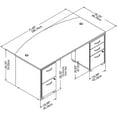 thumbnail image 3 of Studio C 72W Bow Front Desk with File Cabinets in White - Engineered Wood, 3 of 8