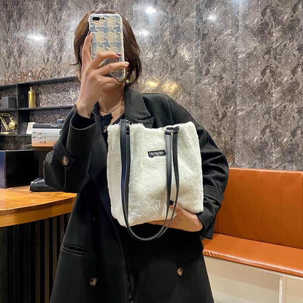 Bolso de hombro con forma de animal para mujer, bolso de mano de gran capacidad de felpa (estilo 4) Tmvgtek Para estrenar
