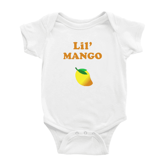 Cute Baby Bodysuit Lil' Mango Fruit Funny Boy & Gril Baby Rompers (White, 6-12 Months)