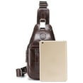thumbnail image 4 of BULLCAPTAIN Men's Leather Sling Bag Waterproof Crossbody Pack Chest Shoulder Backpack for Hiking Cycling Mountaineering Travelling, 4 of 7