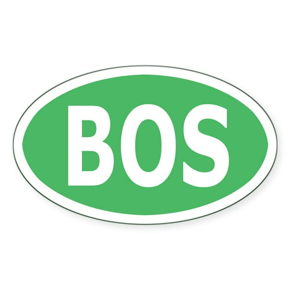CafePress - BOS Sticker/Decal Light Green, White Text - Sticker (Oval)