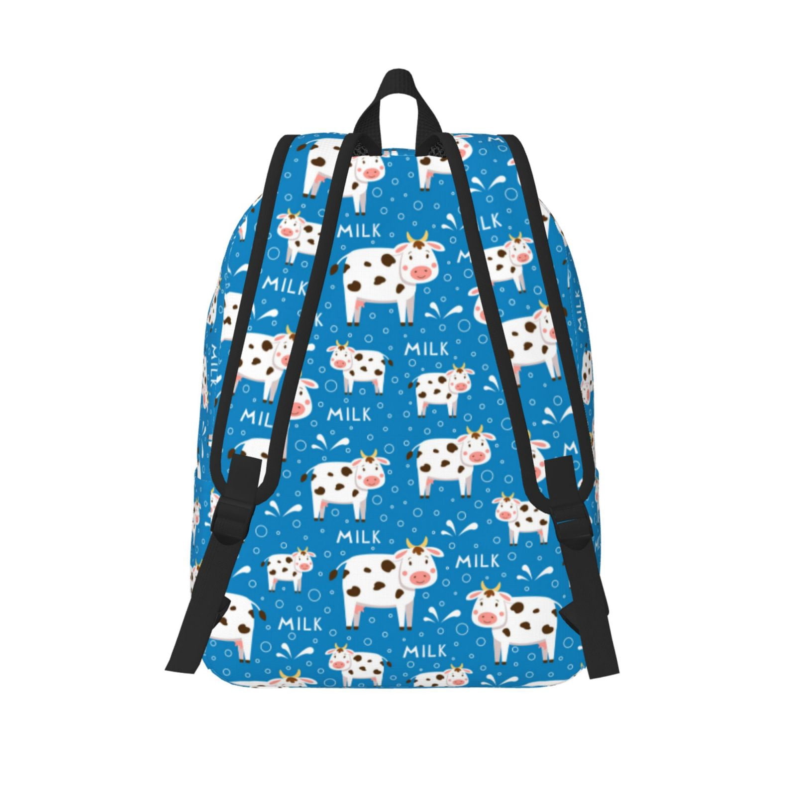 Picia Cows Milk Printed Canvas Daypack - Stylish and Durable Vintage Compact Backpack - Class, Work, Travel, or Laptop Bookbag,Organized Compartments-Small