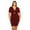 Burgundy, variant on Women's Plus Size V-neck Sheath Dress with Buckle Accent and Puff Sleeves