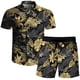 thumbnail image 4 of Conjunto casual de blusa y pantalones de playa de manga corta con estampado de botones para hombre Pompotops  oipoqjl51690, 4 of 8