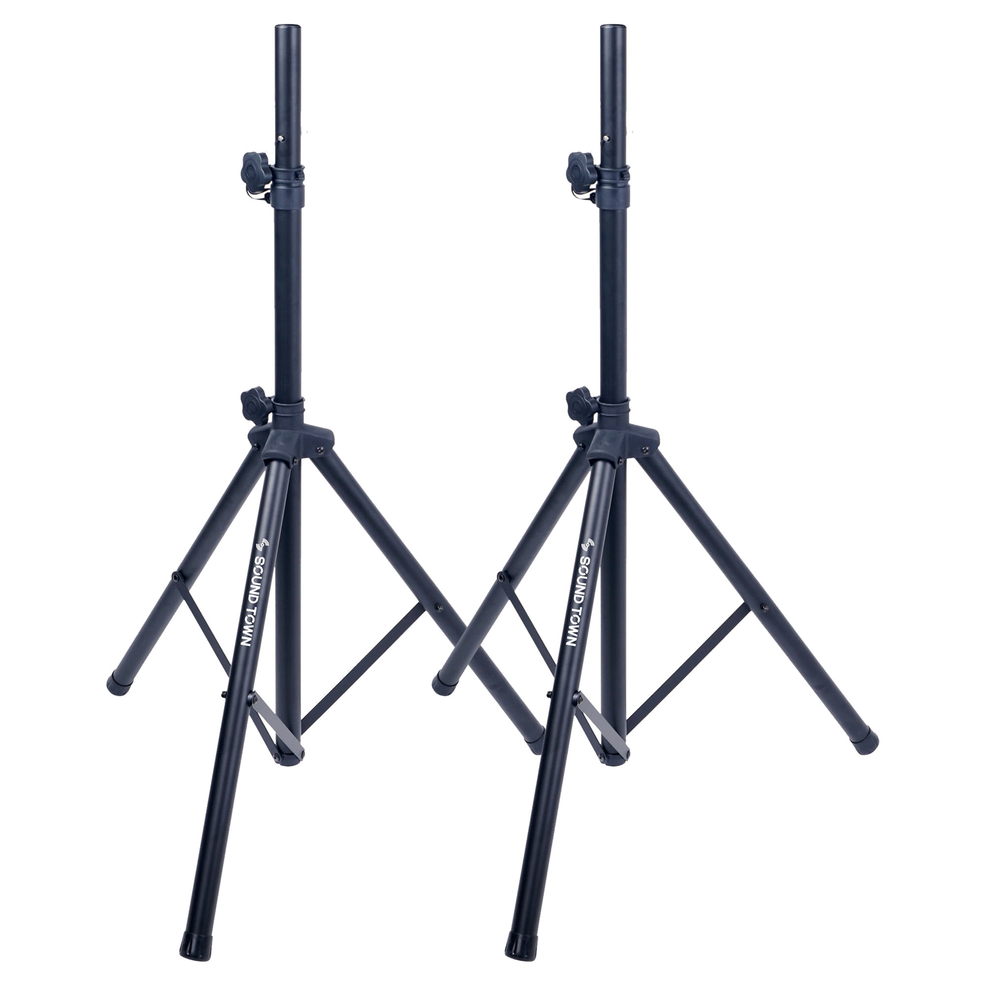 Sound Town 2-Pack Universal Tripod Speaker Stands with Adjustable Height, 35mm Compatible Insert, Locking Knob and Shaft Pin, Black (STSD-71B-PAIR)