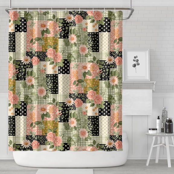 Pioneer Flower Floral Print Pattern Shower Curtain 84"x72", Bathroom Decorative Shower Curtain Set with 12 Hooks, Waterproof Washable