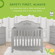 SweetPea Baby Rose 4-in-1 Convertible Mini Crib in White, JPMA Certified Baby Crib, Non-Toxic Finish, New Zealand Pinewood, with 3 Mattress Height Settings Crib White