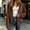 Brown, variant on Solid Color Coats for Women with Zip Long Sleeve Hooded with Pockets Jacket Leisure Comfortable Go for an Outing Outdoor L Army Green