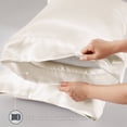 thumbnail image 6 of Regency Heights Ivory Satin Sheet Set Twin Size, 4-Piece Silky Bed Sheets with 16" Deep Pocket Fitted Sheet, 6 of 12