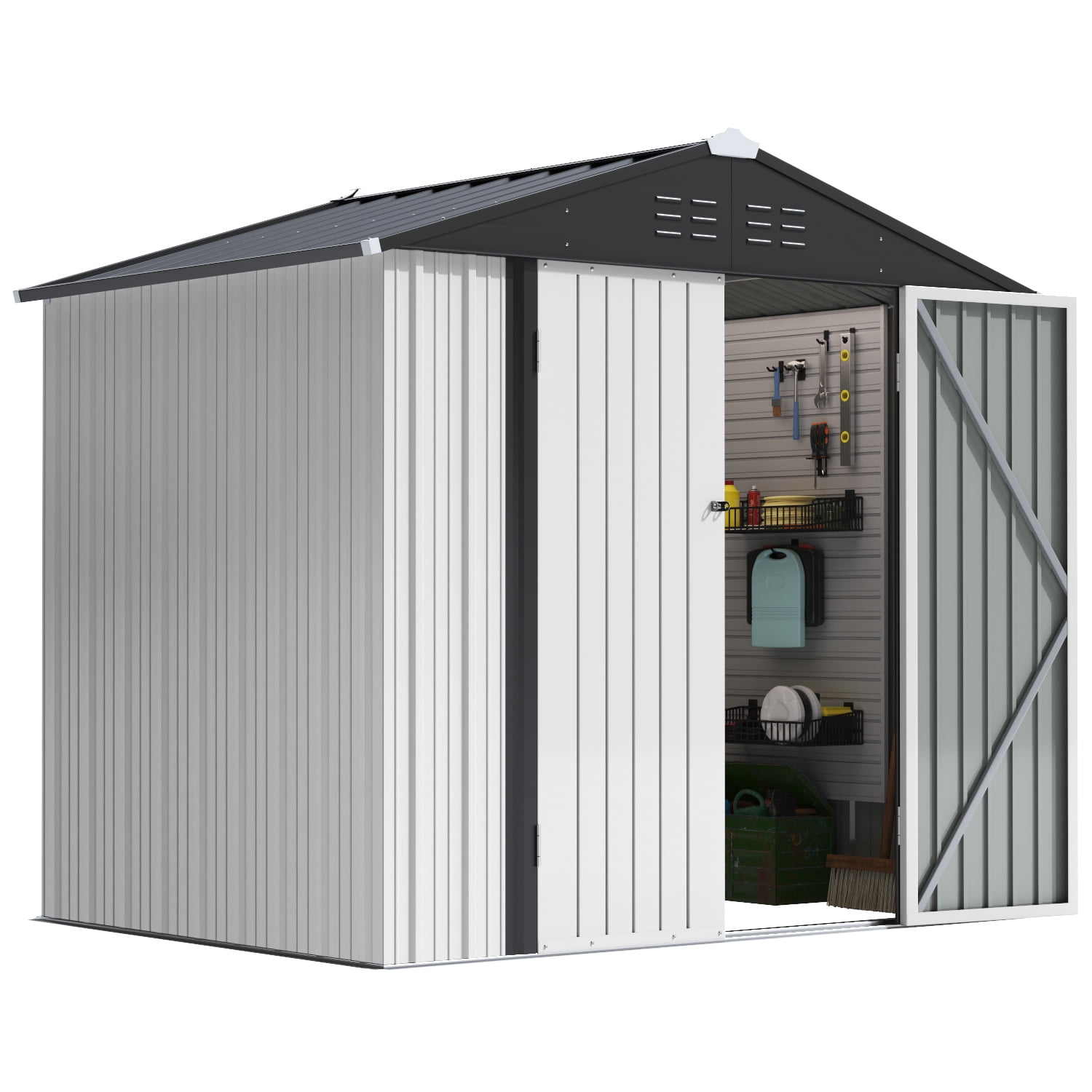 Devoko 6×8 ft.Patio Metal Shed, Lockable Garden Shed for Outdoor
