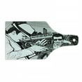 thumbnail image 1 of Music Cutting Board, Illustration of Jazz Band Playing the Blues in New York in Moonlight Retro Design, Tempered Glass Cutting and Serving Board, Wine Bottle Shape, Black White, by Ambesonne, 1 of 1