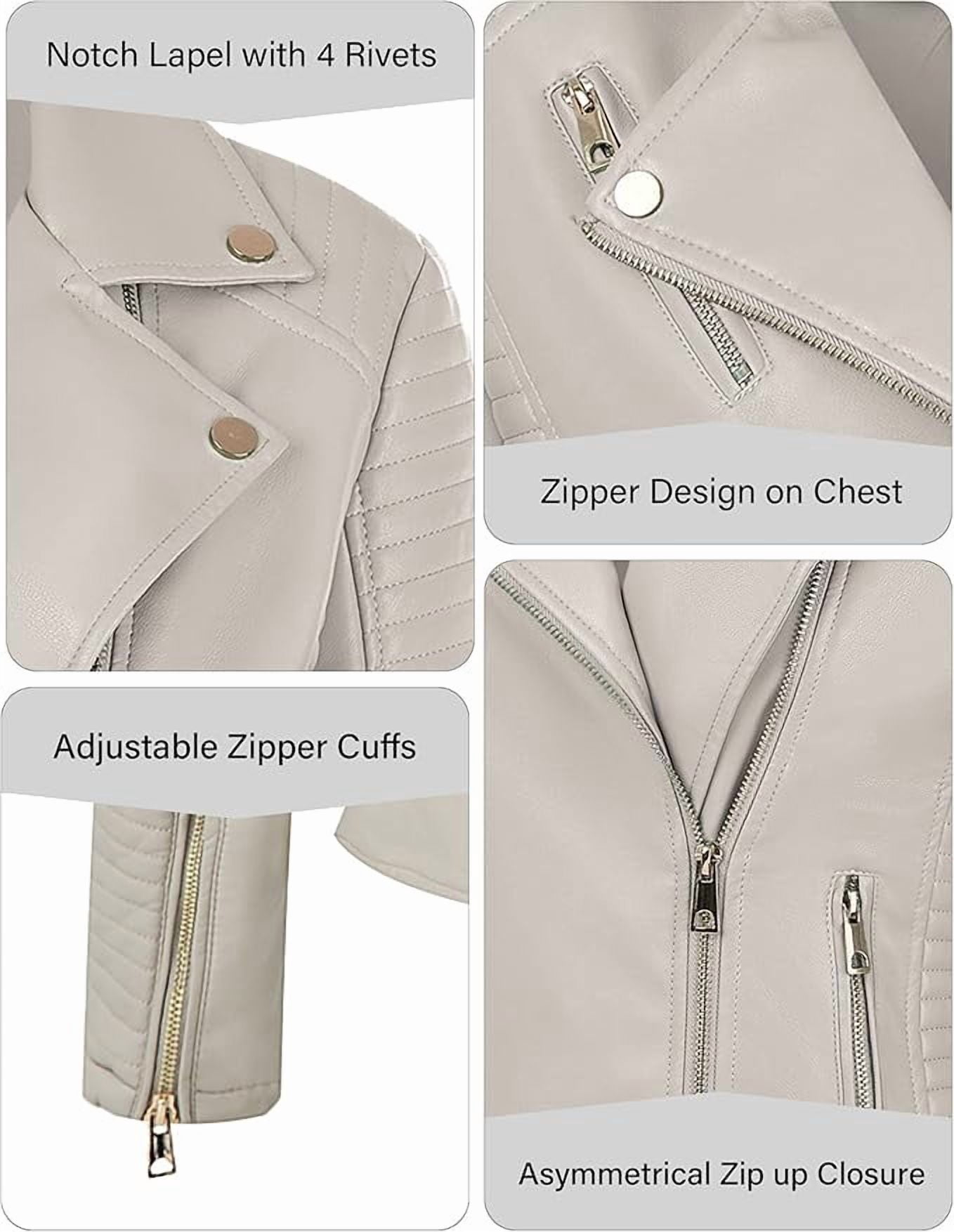 Giolshon Women's Faux Leather Jacket Moto Water Resistant Coat