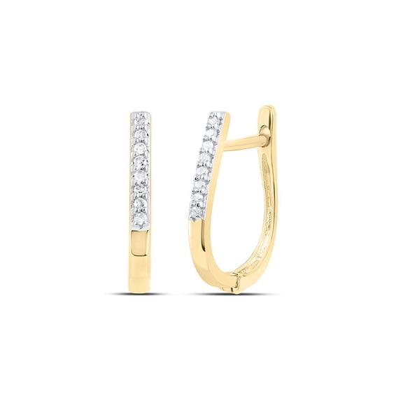 10K Yellow Gold Round Diamond Hoop Earrings 0.05cttw
