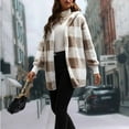 thumbnail image 2 of Sherpa Jacket Women Fuzzy Fleece Winter Coats for Women Shackets Fashion Casual Warm Gingham Teddy Coat, 2 of 5
