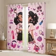thumbnail image 2 of Erosebridal Black Girls Black Out Curtains,Butterflies Print Pink Stars 3D Princess Crown Curtains Pack of 2 (42x63 Each) For Kids, 2 of 7