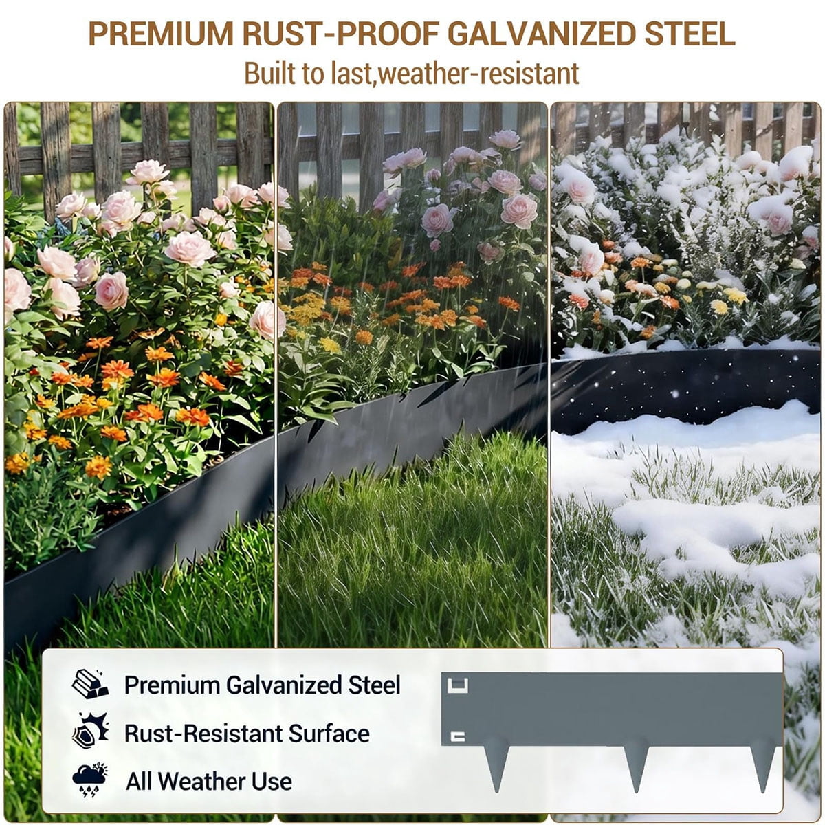 Danolapsi Galvanized Steel Landscape Edging, Metal Edging for Landscaping with Stakes, Bendable Garden Edging Border for Garden Lawn Flower Bed Yard Pathway Divider,5/8/10 pack