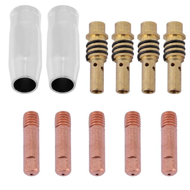 11 boquillas con puntas de contacto, soportes para soldador MIG, consumibles, accesorios compatibles con pistola de antorcha 15AK.